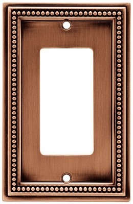 Liberty Hardware 64242, Single Decorator Wall Plate, Aged Brushed Copper, Beaded