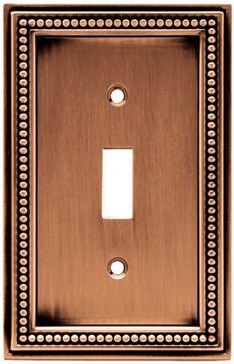 Liberty Hardware 64245, Single Switch Wall Plate, Aged Brushed Copper, Beaded