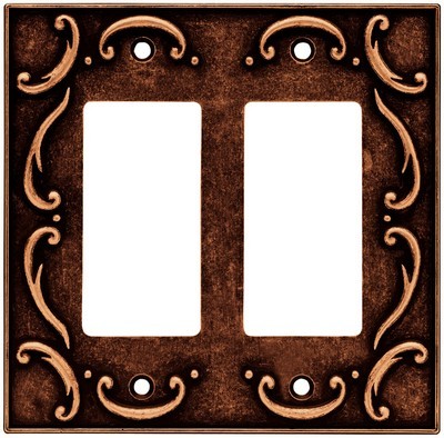Liberty Hardware 64260, Double Decorator Wall Plate, Sponged Copper, French Lace