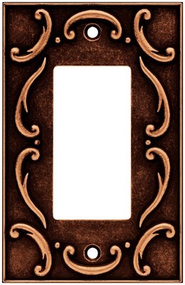 Liberty Hardware 64277, Single Decorator Wall Plate, Sponged Copper, French Lace