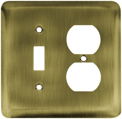 Liberty Hardware 64354, Single Switch/Duplex Wall Plate, Antique Brass, Stamped Round