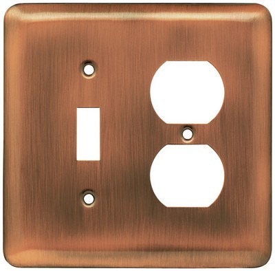 Liberty Hardware 64355, Single Switch/Duplex Wall Plate, Antique Copper, Stamped Round