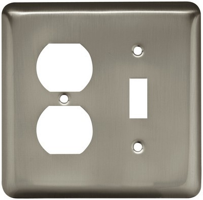 Liberty Hardware 64358, Single Switch/Duplex Wall Plate, Satin Nickel, Stamped Round