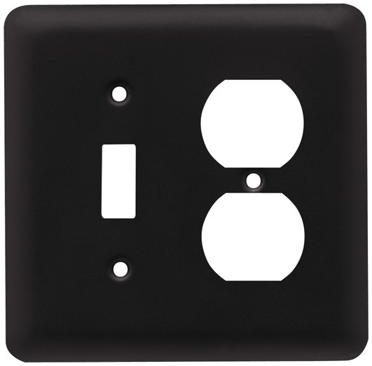 Liberty Hardware 64360, Single Switch/Duplex Wall Plate, Flat Black, Stamped Round