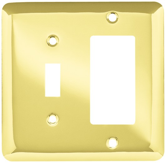 Liberty Hardware 64364, Single Switch/Decorator Wall Plate, Polished Brass, Stamped Round