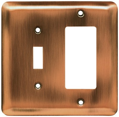 Liberty Hardware 64366, Single Switch/Decorator Wall Plate, Antique Copper, Stamped Round