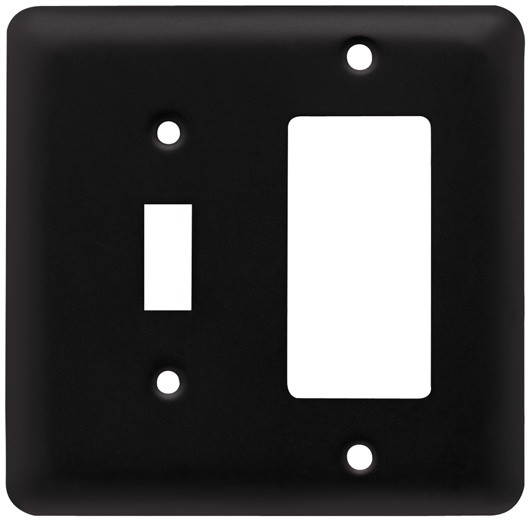 Liberty Hardware 64371, Single Switch/Decorator Wall Plate, Flat Black, Stamped Round