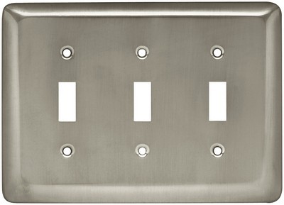 Liberty Hardware 64380, Triple Switch Wall Plate, Satin Nickel, Stamped Round