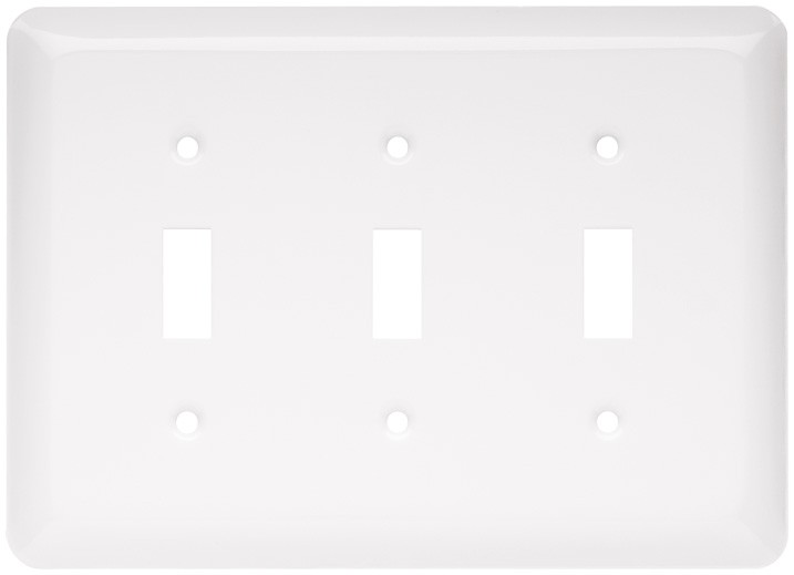 Liberty Hardware 64385, Triple Switch Wall Plate, White, Stamped Round