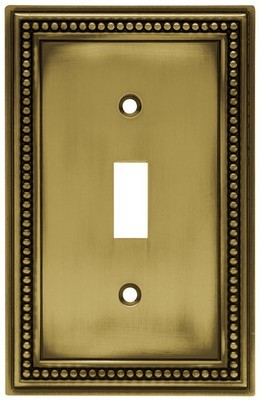 Liberty Hardware 64401, Single Switch Wall Plate, Tumbled Antique Brass, Beaded