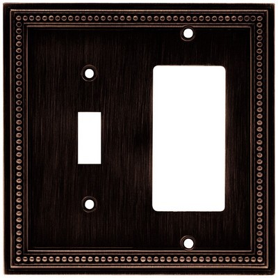 Liberty Hardware 64407, Single Switch/Decorator Wall Plate, Venetian Bronze, Beaded
