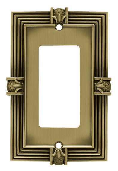 Liberty Hardware 64473, Single Decorator Wall Plate, Tumbled Antique Brass, Pineapple