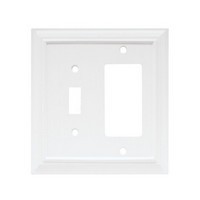 Liberty Hardware 64546, Single Switch Combo Wall Plate, Length 6-15/16, White, Wood Architectural