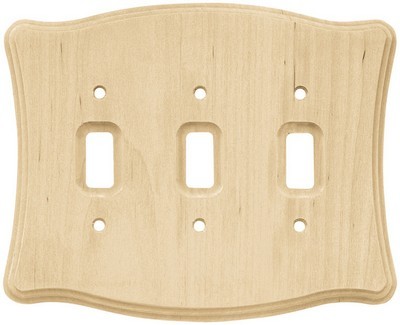 Liberty Hardware 64646, Triple Switch Wall Plate, Unfinished Wood, Wood Scalloped