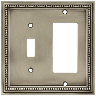 Liberty Hardware 64740, Single Switch/Decorator Wall Plate, Brushed Satin Pewter, Beaded