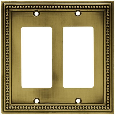 Liberty Hardware 64769, Double Decorator Wall Plate, Tumbled Antique Brass, Beaded