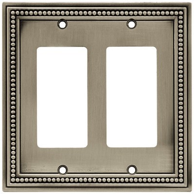 Liberty Hardware 64770, Double Decorator Wall Plate, Brushed Satin Pewter, Beaded