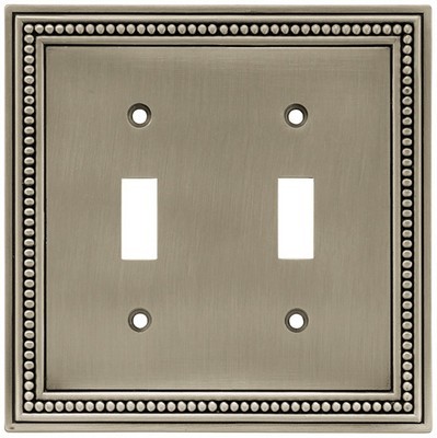 Liberty Hardware 64772, Double Switch Wall Plate, Brushed Satin Pewter, Beaded