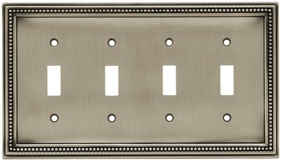 Liberty Hardware 64774, Quad Switch Wall Plate, Brushed Satin Pewter, Beaded