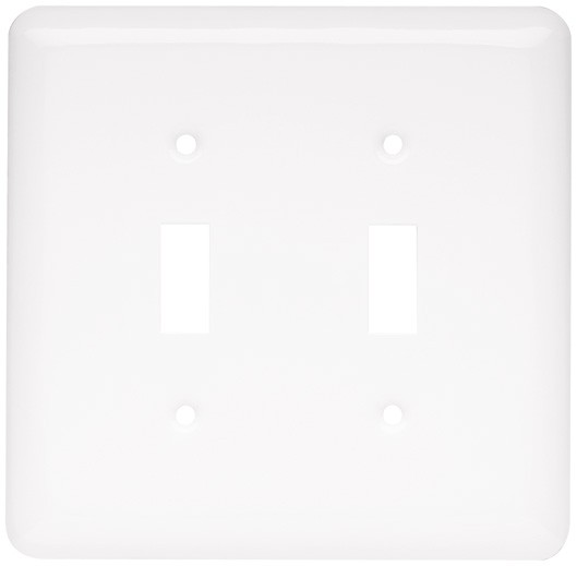 Liberty Hardware 64780, Double Switch Wall Plate, White, Stamped Round