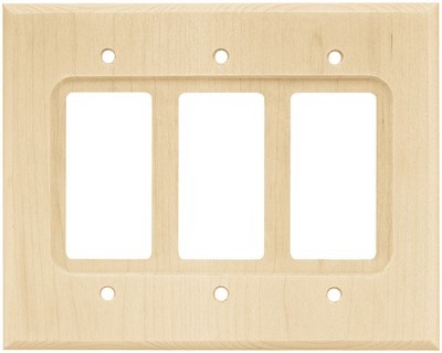 Liberty Hardware 65171, Triple Decorator Wall Plate, Unfinished Wood, Wood Square