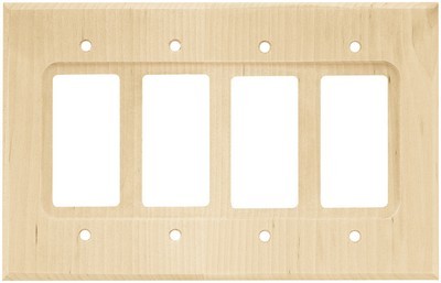 Liberty Hardware 65172, Quad Decorator Wall Plate, Unfinished Wood, Wood Square