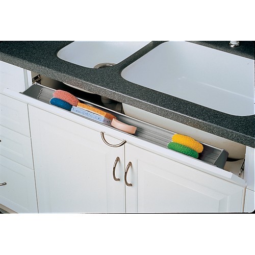 36" Polymer Sink Tip-Out Tray with Hinges and End Caps Almond Rev-A-Shelf 6551-36-15-50