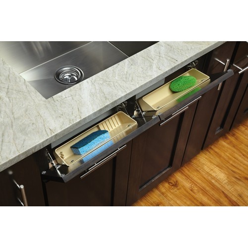 11" Deluxe Polymer Sink Tip-Out Tray with Hinges Almond Rev-A-Shelf LD-6572-11-15-1