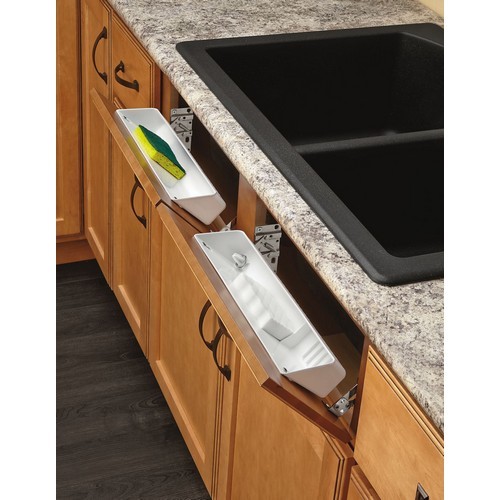 REV A SHELF SINK FRONT TIP OUT TRAY WITH RING HOLDER /& SOAP DISH /& NO STOPS