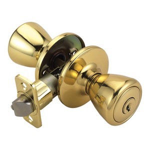 Design House 740605 Tulip 2-Way Latch Entry Door Knob, Adjustable Backset, Polished Brass