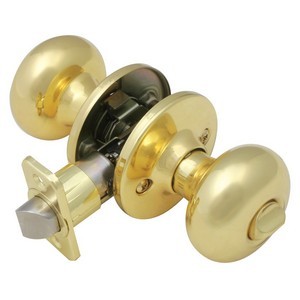 Design House 741272 Cambridge 2-Way Latch Privacy Door Knob, Adjustable Backset, Polished Brass