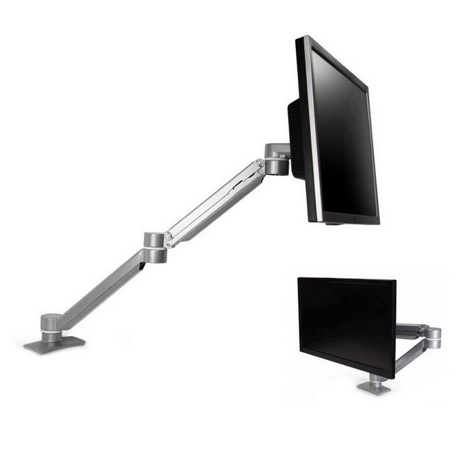Extend Single Monitor Arm w/ 26" Reach Silver Knape and Vogt 7818SJ02