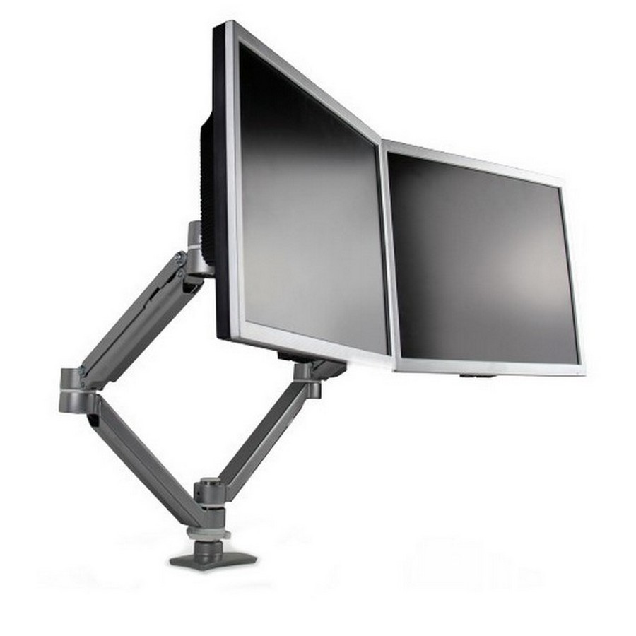 Dual Screen/Dual Arm Pole Mounted Extend Arm w/ 26" of Reach Silver Knape and Vogt 7823SJ05