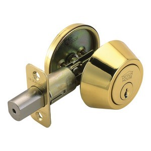 Design House 782763 Single Cylinder 2-Way Latch Deadbolt, Adjustable Backset, Polished Brass