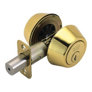 Design House 782771 Double Cylinder 2-Way Latch Deadbolt, Adjustable Backset, Polished Brass