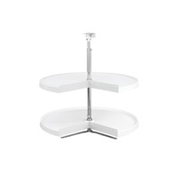 32" Polymer Kidney 2 Shelf Lazy Susan White  Independently Rotating Knape and Vogt PKN32ST-W