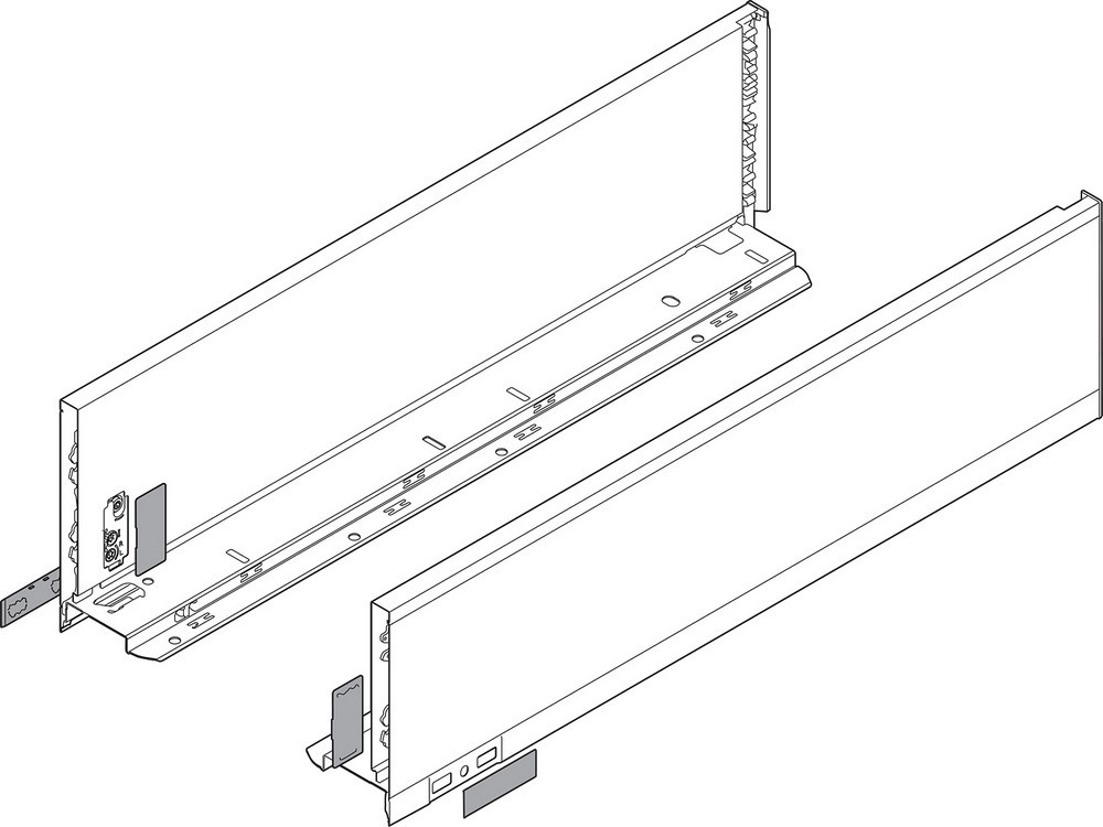 Blum 770K5502I LEGRABOX 22" K Height (5-1/16") TIP-ON BLUMOTION Drawer Profiles, Stainless Steel