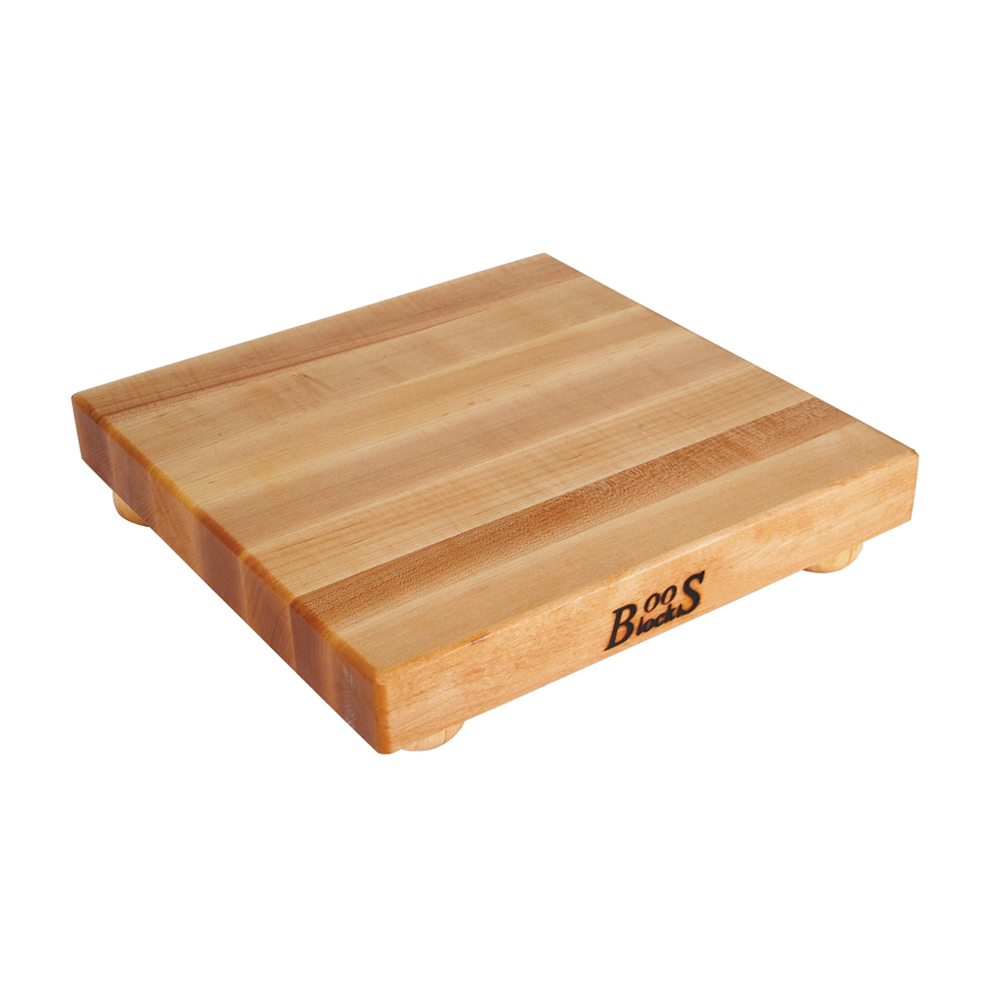 John Boos B12S 12 L Cutting Board with Feet, Gift Collection, Maple, Non-Reversible, 12 L x 12 W x 1-1/2 Thick