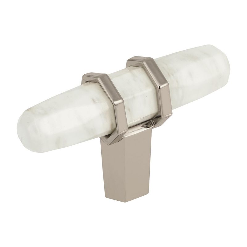 Carrione Knob 2-1/2" Long Marble White/Polished Nickel Amerock BP36647MWPN