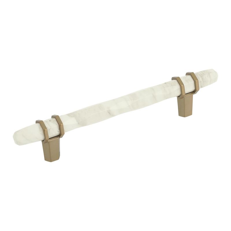 Carrione Pull 128mm Center to Center Marble White/Golden Champagne Amerock BP36649MWBBZ