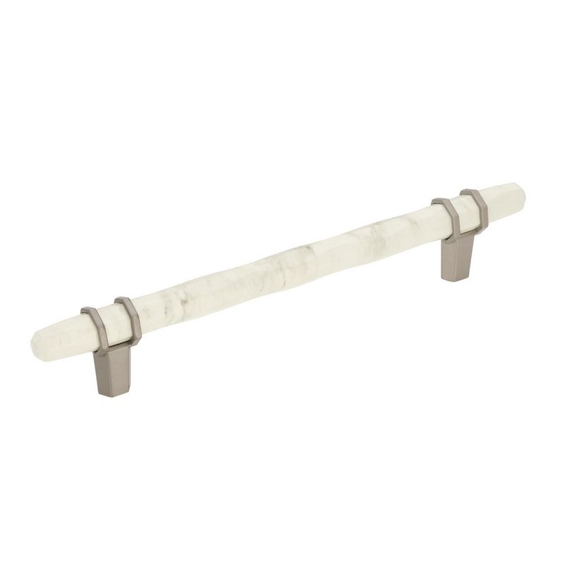 Carrione Pull 160mm Center to Center Marble White/Polished Nickel Amerock BP36650MWPN