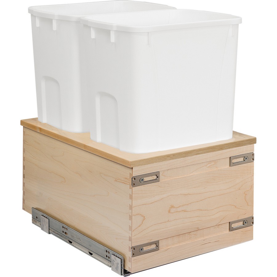 14-7/8" Cascade Series Touch-to-Open 34 Quart Double Bottom Mount Waste Container Birch/White Century Components CASBM14PF-MVTO