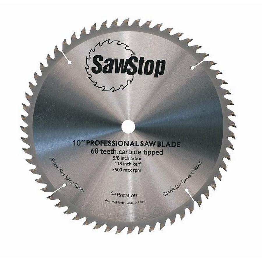 Steel Combination Blade 60 Tooth Carbide Tipped 10" SawStop CB104 184