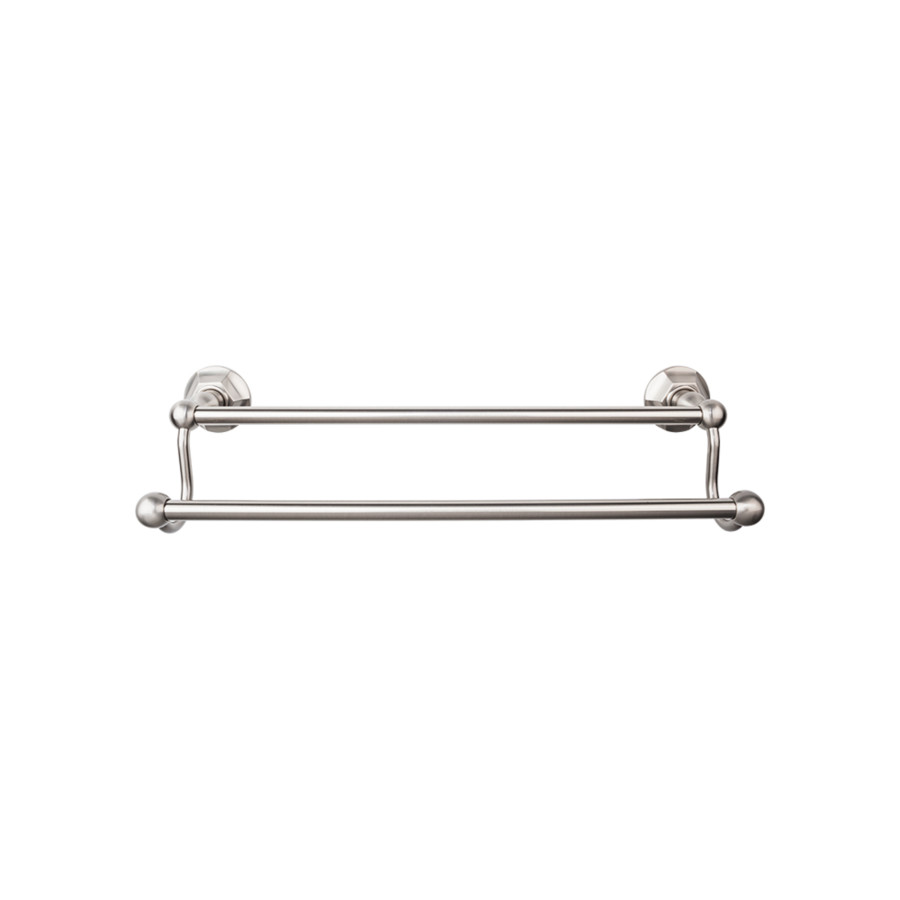 Edwardian Bath Double Towel Bar 30" Center to Center with Hex Backplate Brushed Satin Nickel Top Knobs ED11BSNB