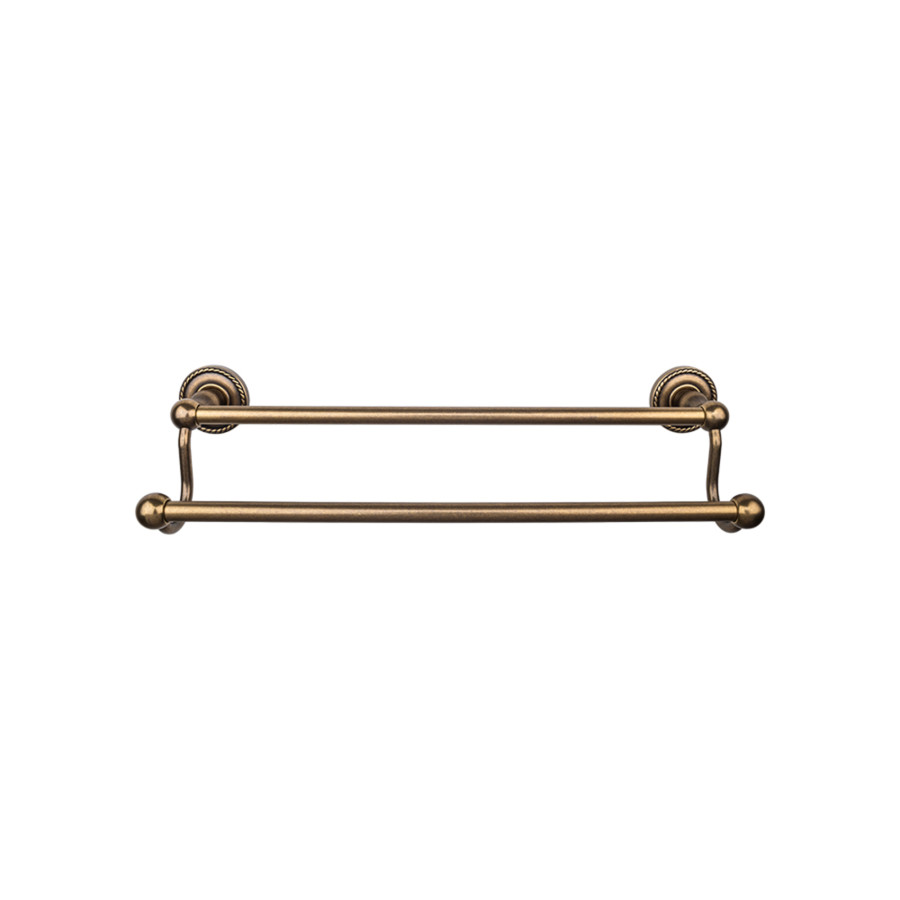 Edwardian Bath Double Towel Bar 30" Center to Center with Rope Backplate German Bronze Top Knobs ED11GBZF