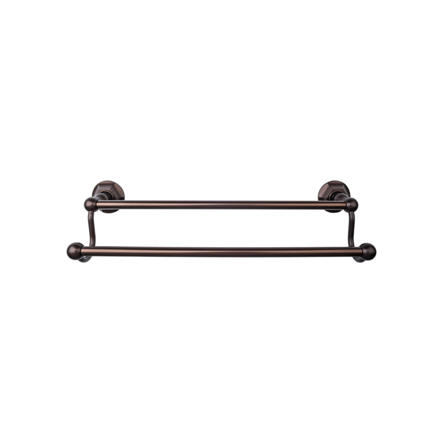Edwardian Bath Double Towel Bar 30" Center to Center with Hex Backplate Oil Rubbed Bronze Top Knobs ED11ORBB