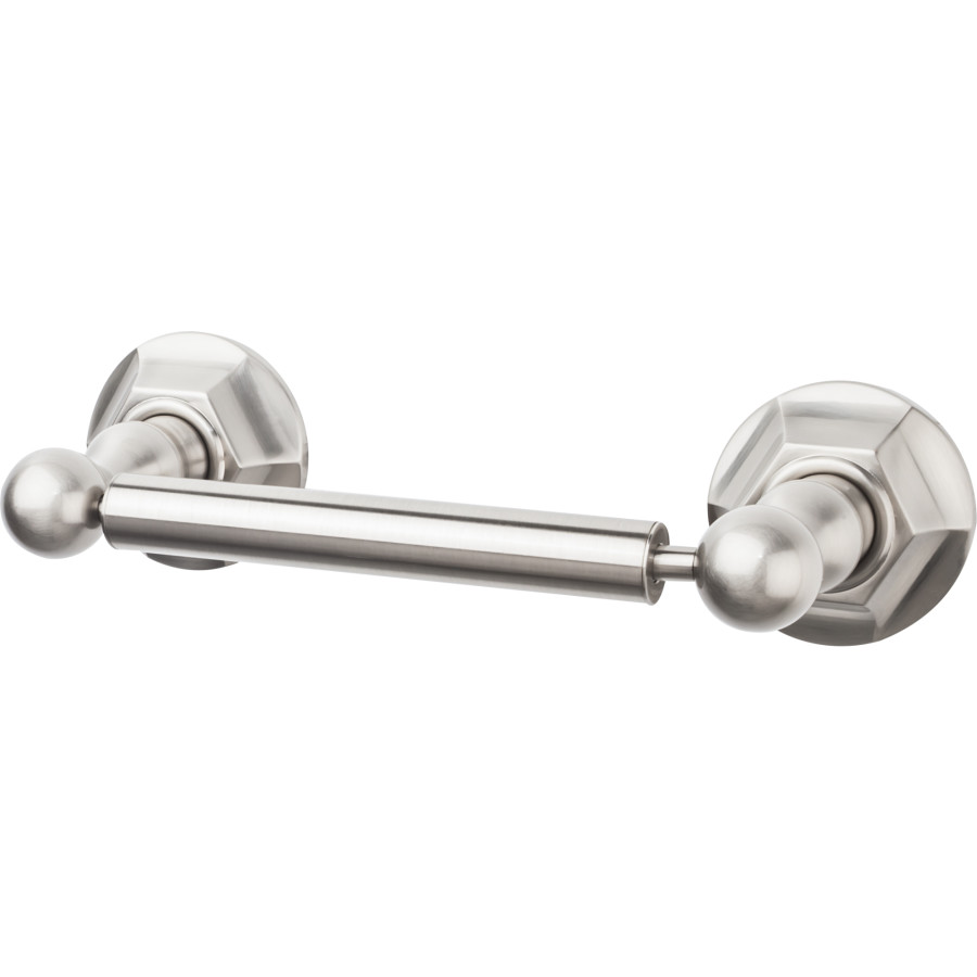 Edwardian Bath Tissue Holder 9-3/8" Long with Hex Backplate Brushed Satin Nickel Top Knobs ED3BSNB