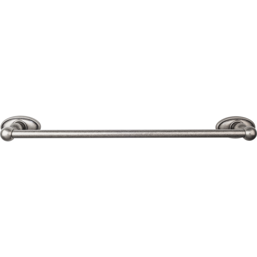 Edwardian Bath Single Towel Bar 18" Center to Center with Oval Backplate Antique Pewter Top Knobs ED6APC