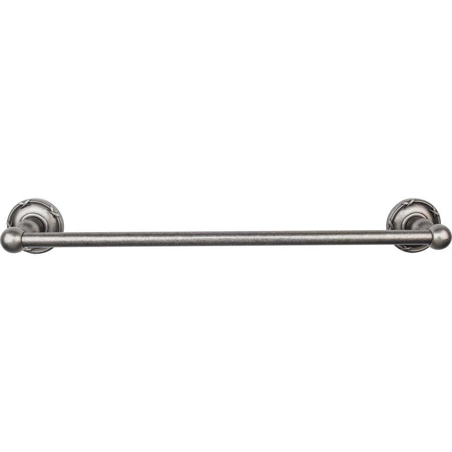Edwardian Bath Single Towel Bar 18" Center to Center with Ribbon Backplate Antique Pewter Top Knobs ED6APE