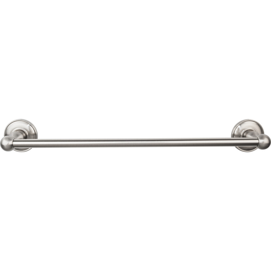 Edwardian Bath Single Towel Bar 18" Center to Center with Plain Backplate Brushed Satin Nickel Top Knobs ED6BSND